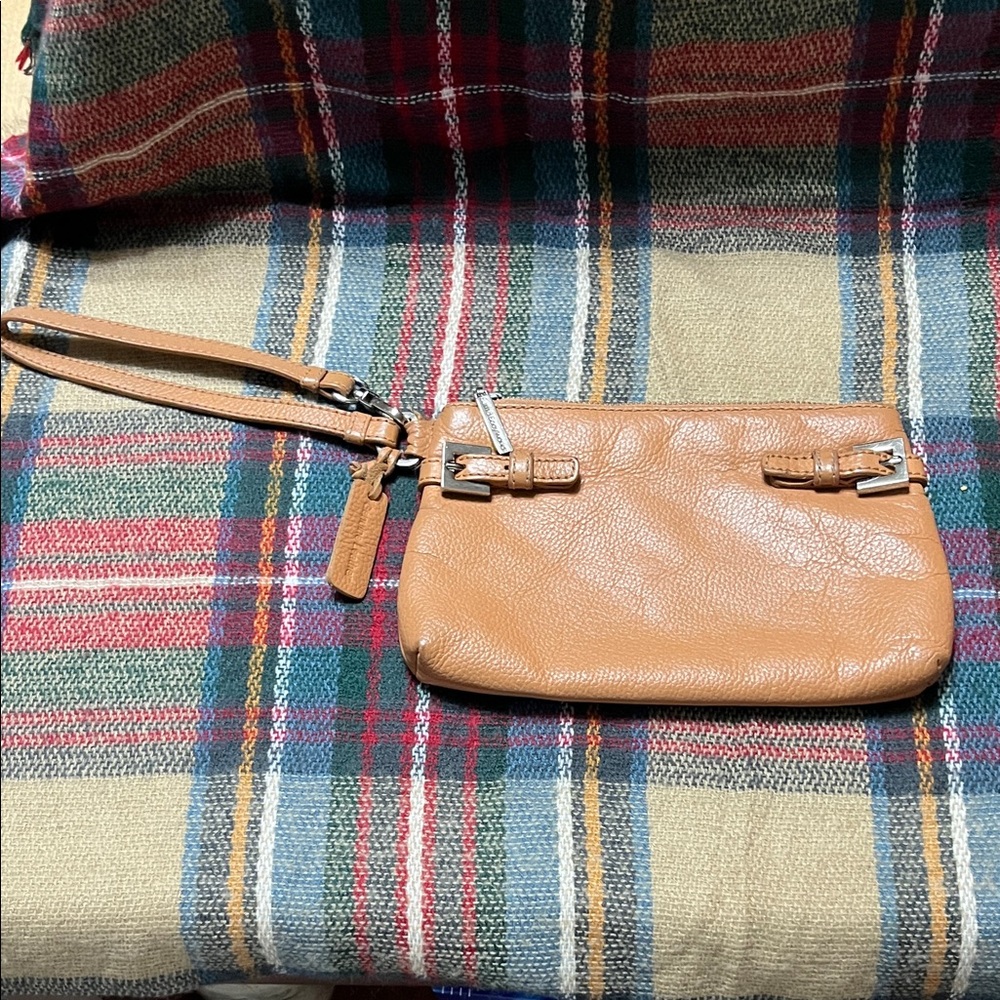 Bath and Body Works Tan Leather Wristlet Clutch
